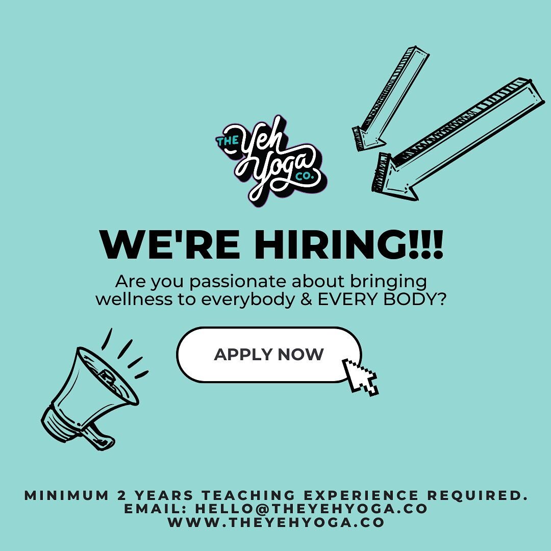 LOOKING FOR YOUR NEXT ADVENTURE? WE'RE HIRING! Swipe right for deets! 👉👉👉WE'RE LOOKING FOR: ✨ PILATES INSTRUCTORS ✨ FITNESS INSTRUCTORS The Yeh Yoga Co. are a group of fun, joyful wellness practioners and instructors who are on a mission to 