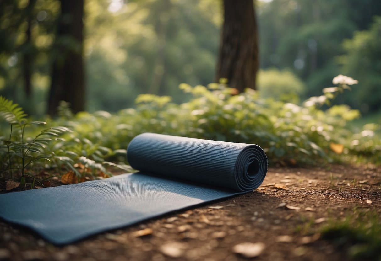 Yoga mat on the ground